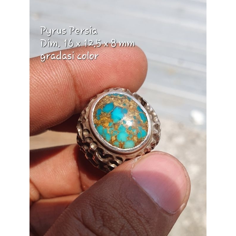 natural Pyrus pirus persia lawas ring perak costum tebal urat emas