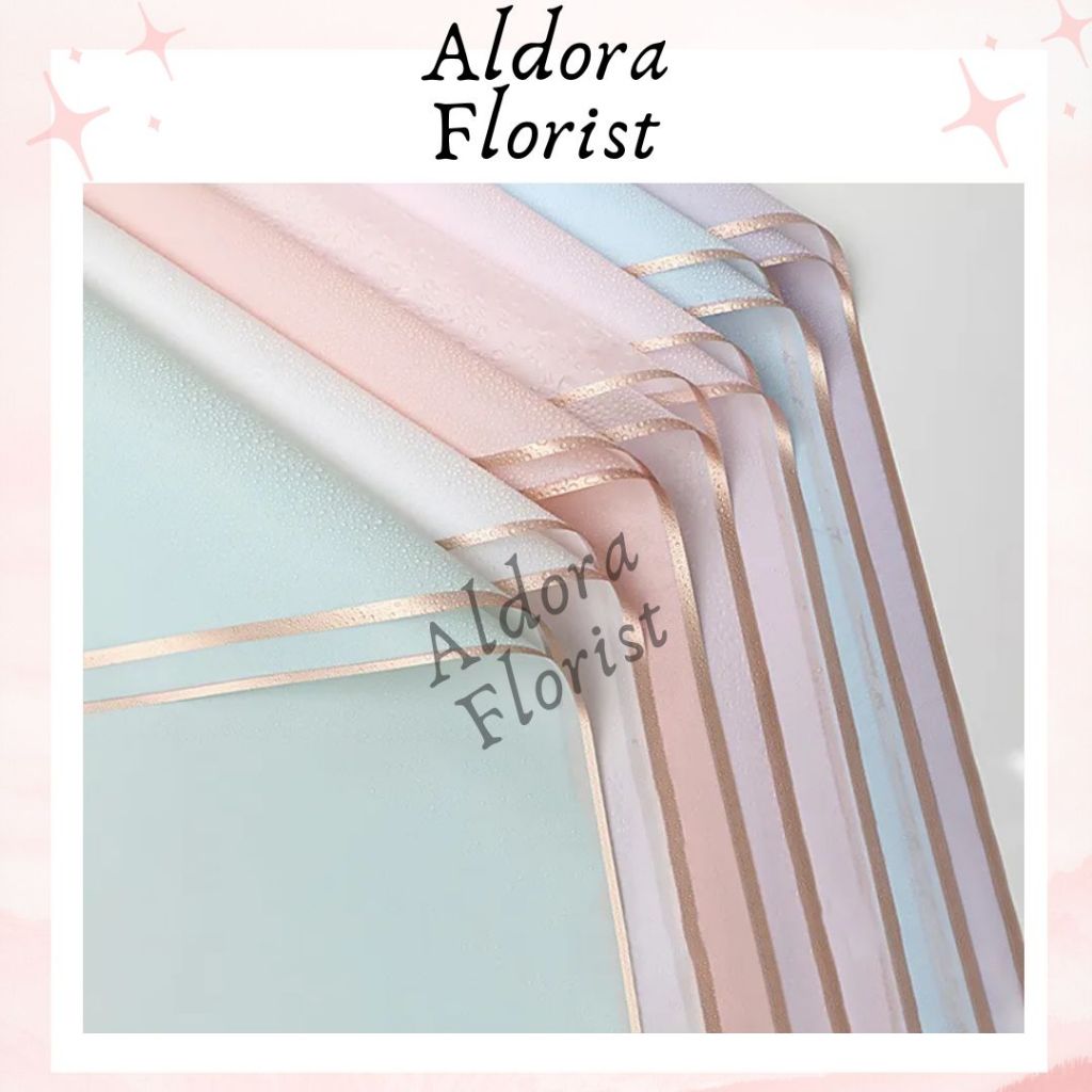

[5 LEMBAR] FLOWER WRAPPING GOLD LINE COLOR (ECER) TRANSPARENT CELLOPHANE KERTAS BUKET BUNGA HAND BOUQUET
