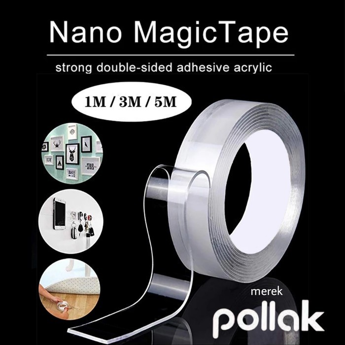 

READY STOK] Double Tape Nano Selotip 2 Sisi Transparan Isolasi Bening 1M 3M 5M