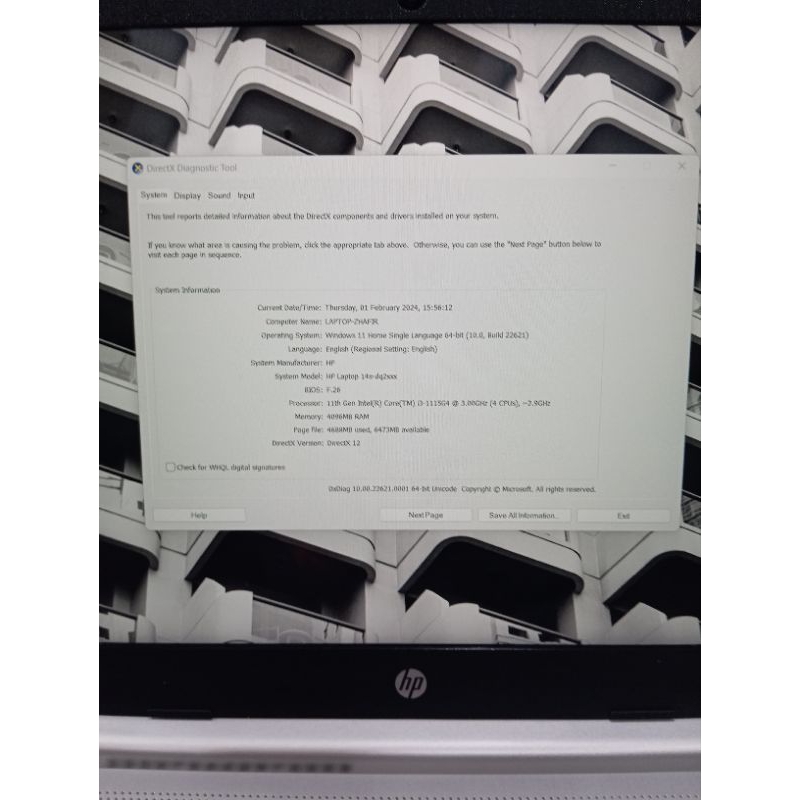 Hp 14s-dq2614TU,Ram 4 Gb,Procecor : Intel Core i3 - 1115G4, ~ 3,0Ghz, Gen 11Th BERGARANSI