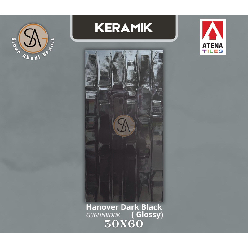 keramik dinding 30x60 atena hanover dark black ( G36HNV<DBK ) / keramik dinding hitam / keramik hita