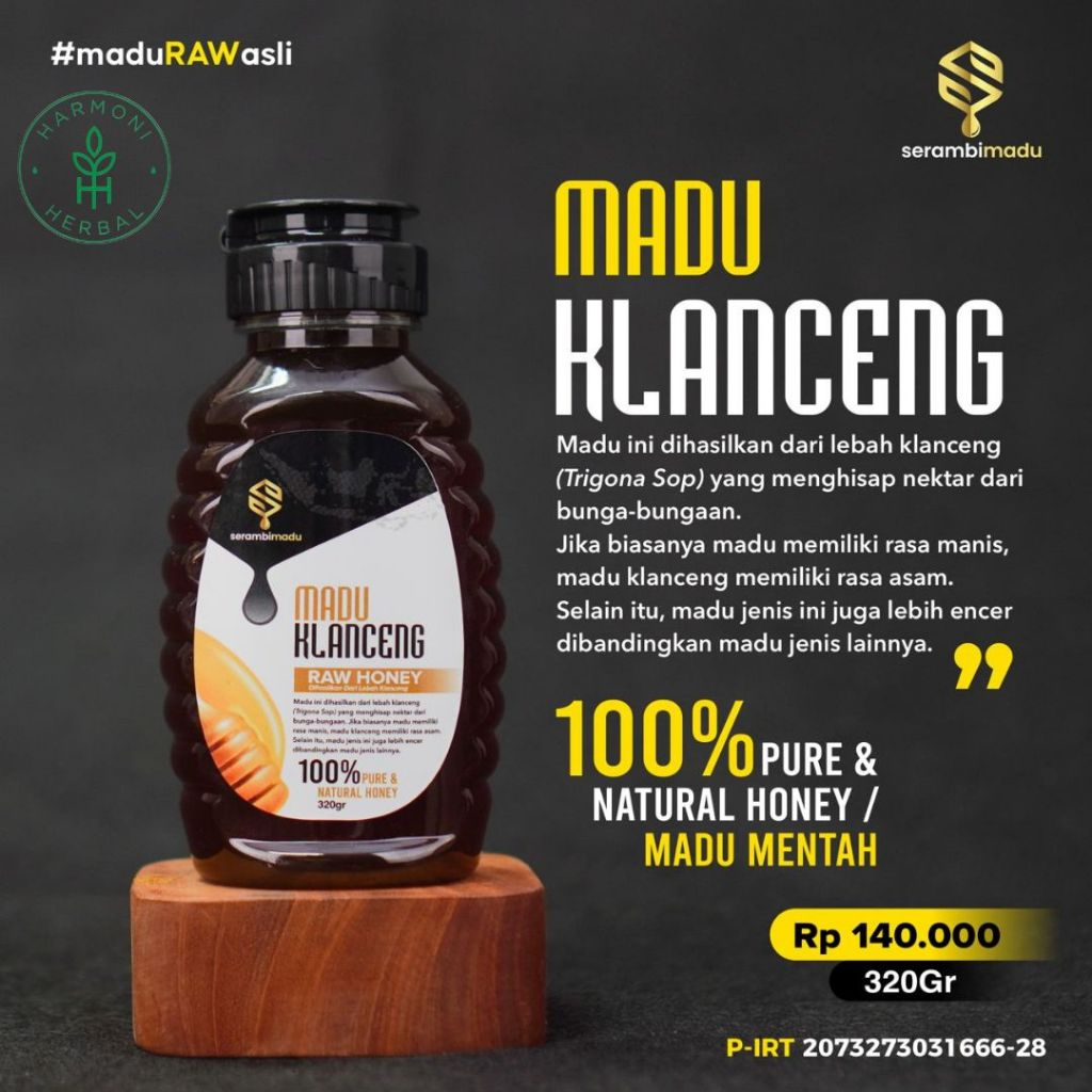 

Madu Klanceng 320gr Pure & Natural Honey