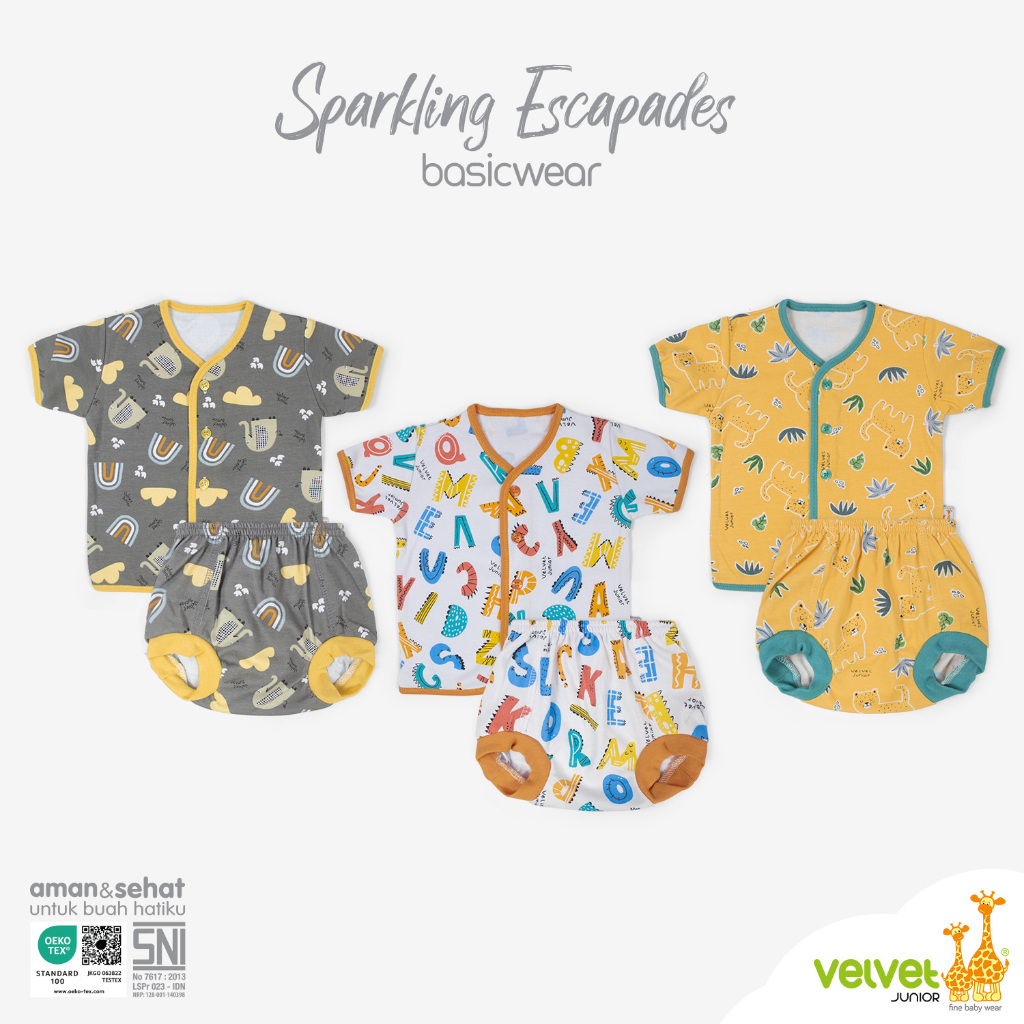 Velvet Junior Setelan Kancing Tengah Celana Pop - Basicwear Sparkling Escapades