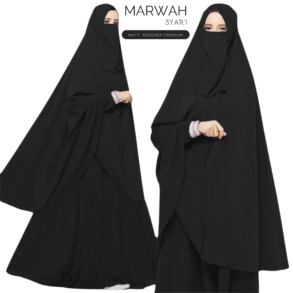 Gamis Marwah Syari Set Cadar /Gamis Syari Set Hijab/Gamis Set Cadar Jumbo/Gamis Set Hijab Jumbo/Baju