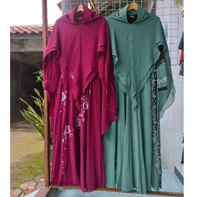 BerMus - Gamis Syar'i set Khimar bordir by NK Muslimah original