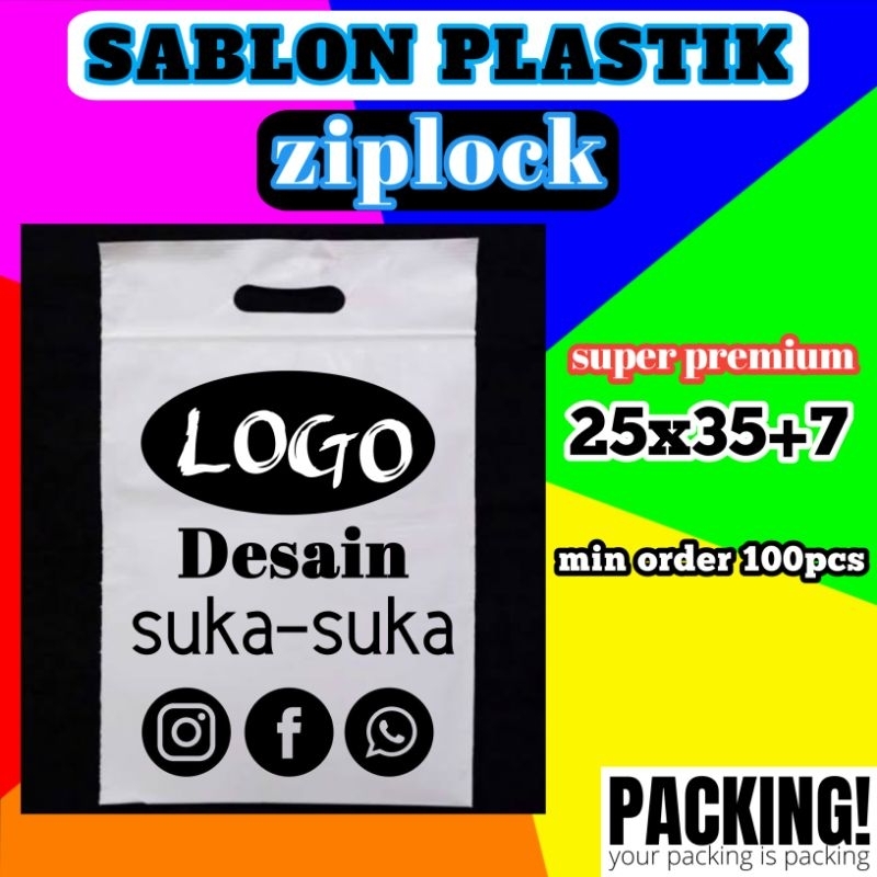 sablon plasik ziplock 25x35+7 // custom sablon plastik klik pond ziplock