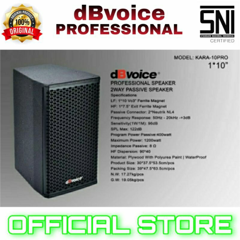 speaker pasif 10 inch db voice kara 10 pro speaker pasif karaoke original