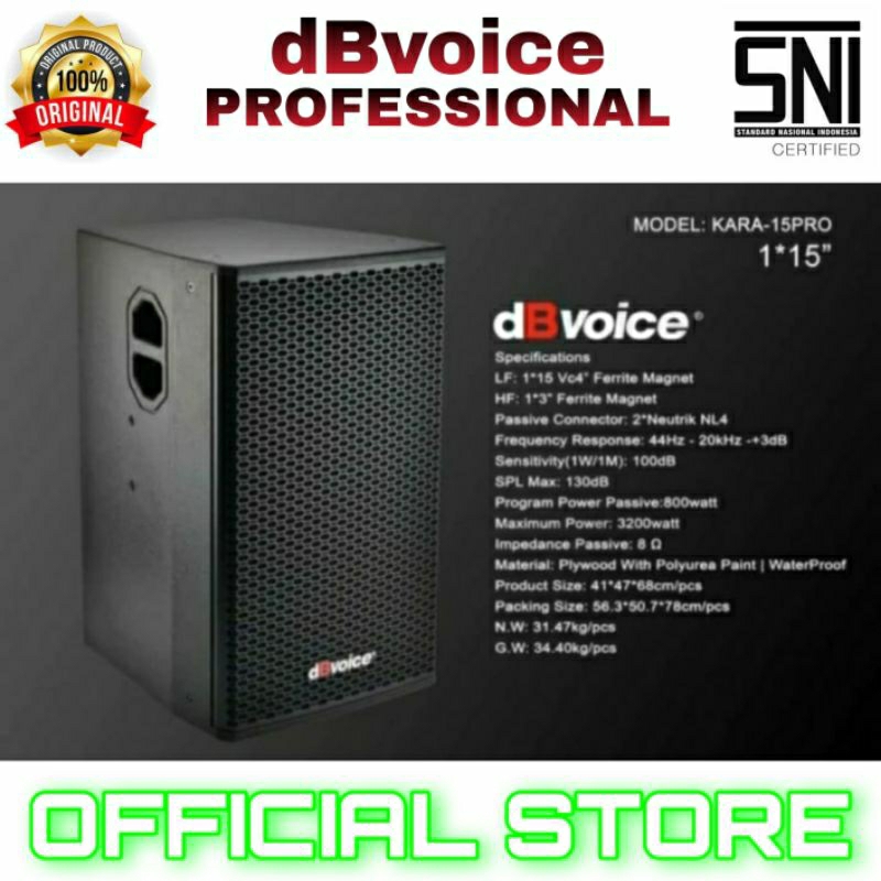 speaker pasif 15 inch db voice kara 15 pro speaker pasif karaoke original