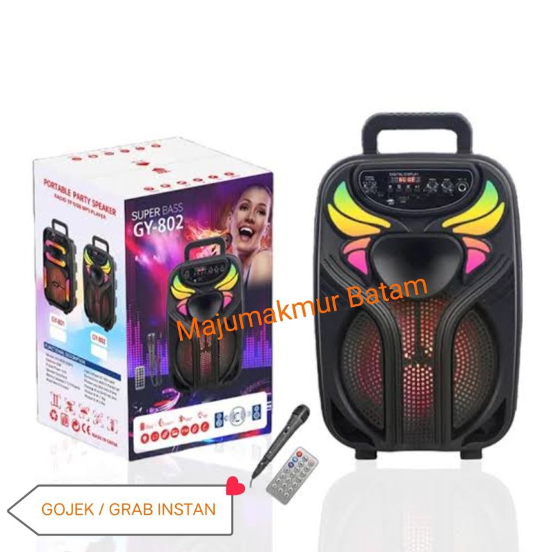 SPEAKER WOOFER PORTABLE BLUETOOTH 8 INCH SUPER BASS GY-802