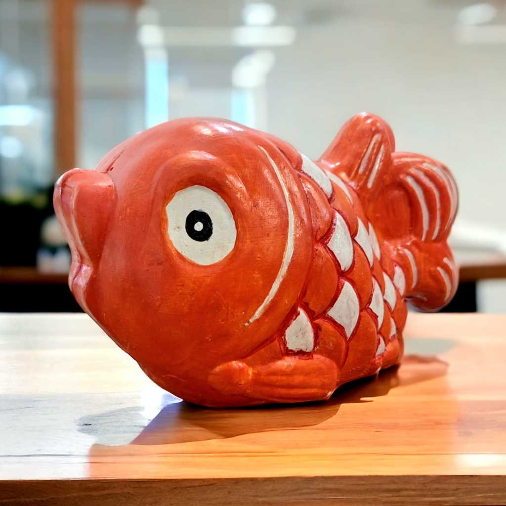 Belajar Melukis Patung Gypsum Polos - Ikan - Mainan Celengan Edukasi Anak