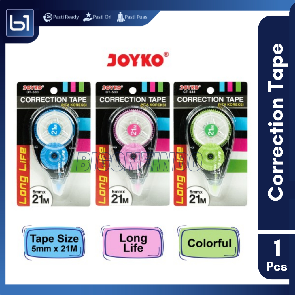 

Correction Tape Joyko, CT-533 Tip-Ex Kertas Roll, Pita Koreksi, Tipex