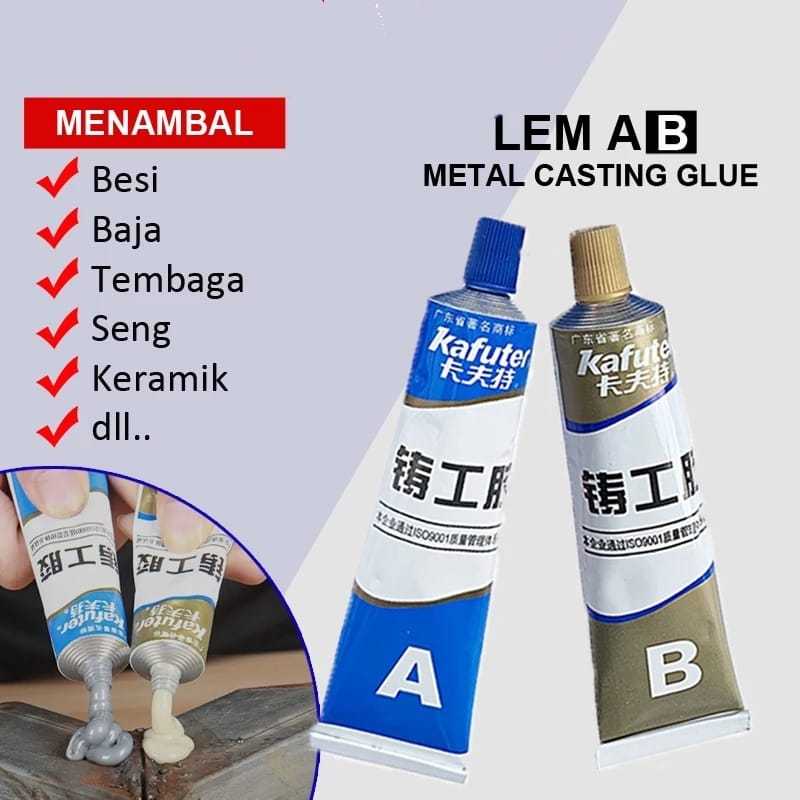 

Lem AB Epoxy Kuat Penambal Besi Steel Metal Anti Bocor 50 Gram