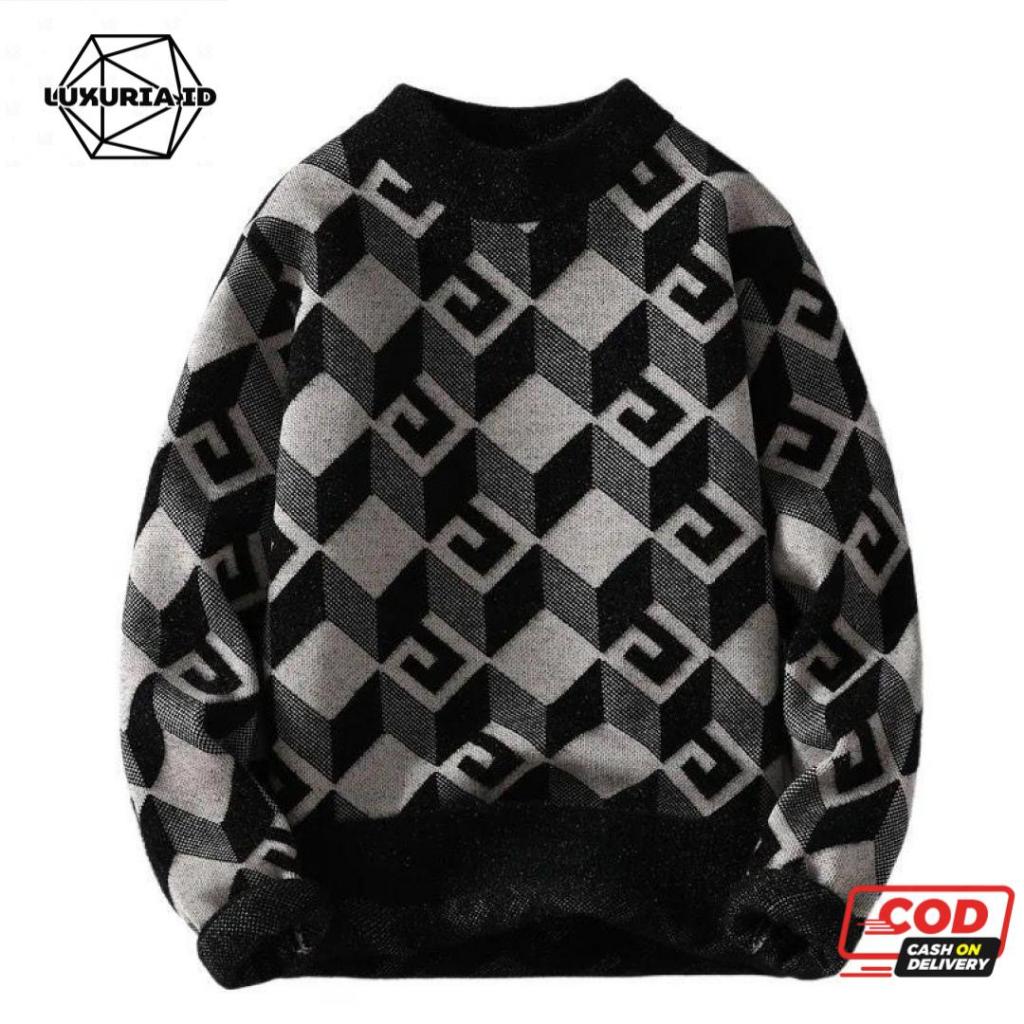 Yuuma Sweater Rajut Pria Luxuria Bahan Knit Premium Lembut Dan Tebal Rajutan Premium Quality