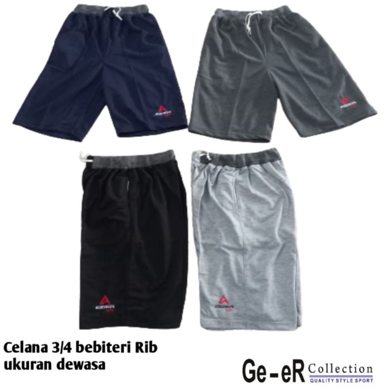 Celana 3/4 babyteri Rib ukuran dewasa pria dan wanita