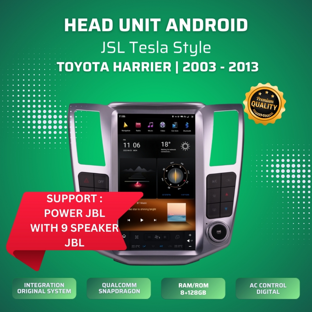 HEAD UNIT ANDROID TESLA - OEM TOYOTA HARRIER 2003 - 2013