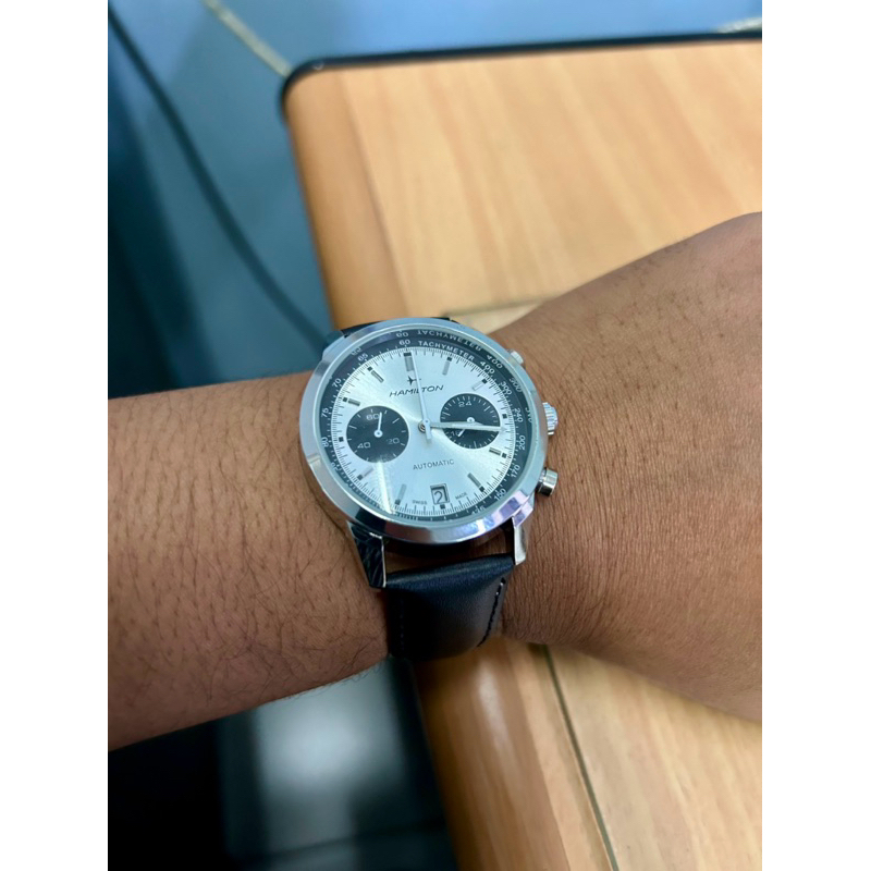 Hamilton intra Matic Chronograph Panda Quartz Mirip Aslinya
