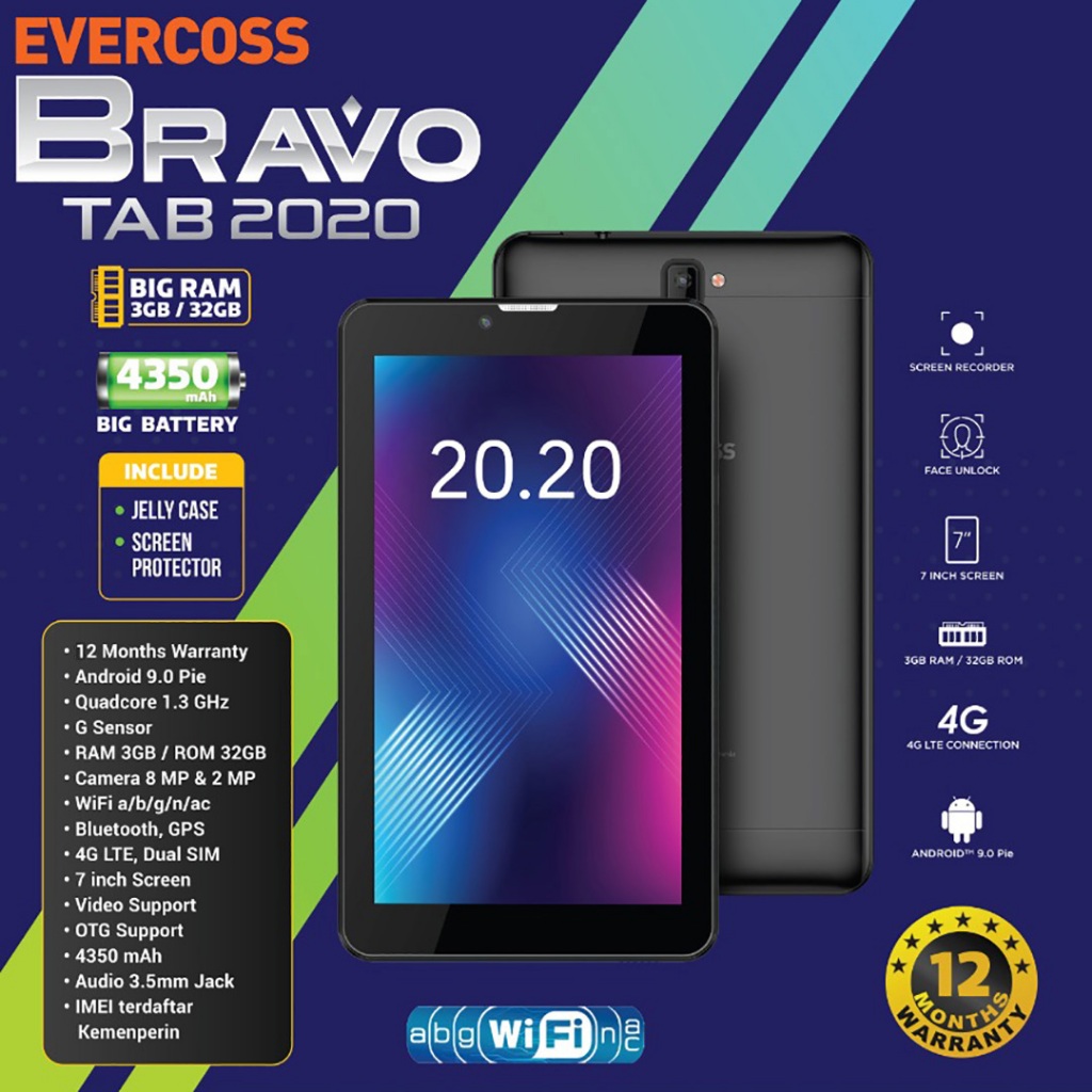 Tablet Evercoss Bravo Tab 2020 Android 4G - 3GB/32GB