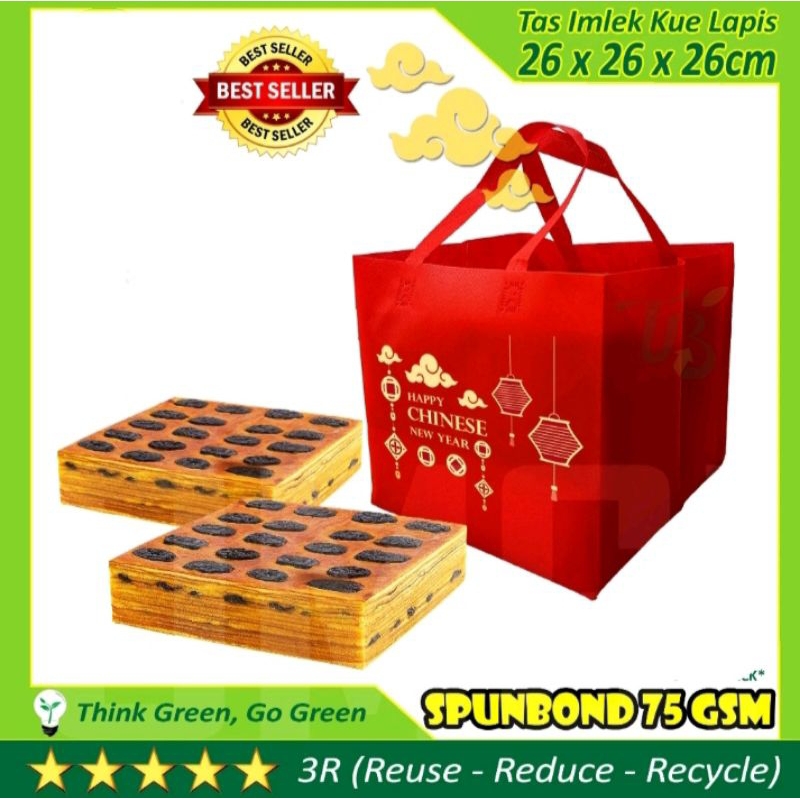 

Tas goodie bag sponbund edisi CNY tas kue hampers imlek