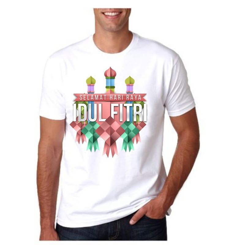 Kaos Lengan Pendek Idul Fitri / Masjid Dan Tulisan IdulFitri