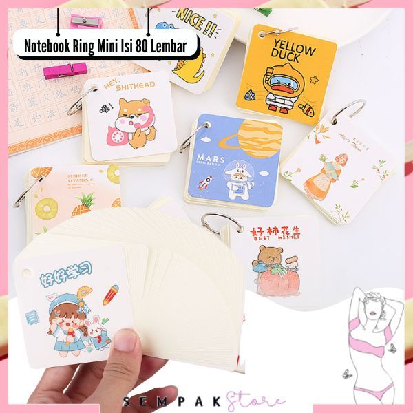 

SS Notebook Ring Mini Isi 80 Lembar Buku Note Gantung Karakter Lucu Sticky Note Lucu Notepad Dengan Gantungan DIY Book 80Lembar Buku Catatan Memo Karakter