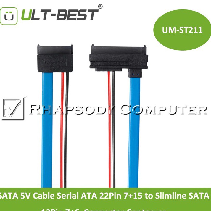 KODE K66A Kabel SATA 5V Cable Serial ATA 22Pin 715 to Slimline SATA 13Pin 76 Connector Converter