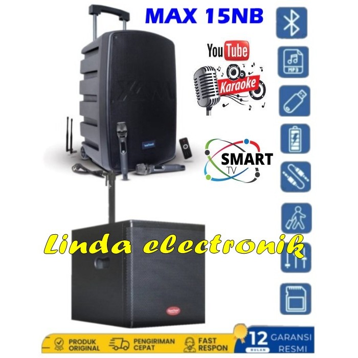 speaker portable baretone max15nb subwoofer sw15 15 inch original