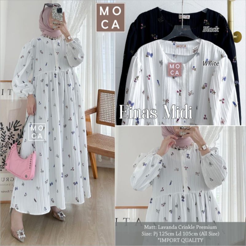 EINAS MIDI DRESS BAHAN LAVENDA CRINKLE PREMIUM