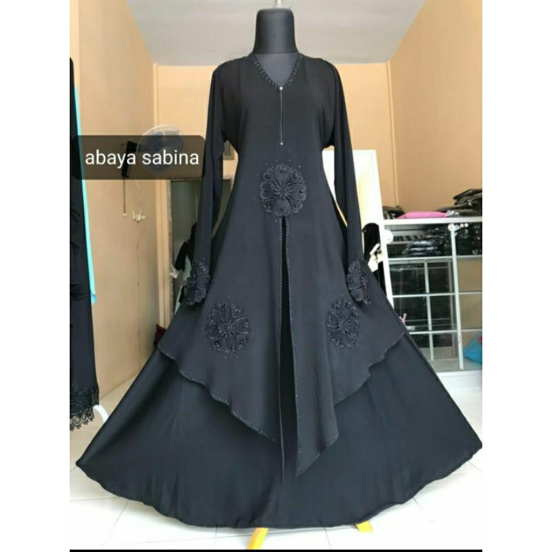 ABAYA MARWA ABAYA  FURSHAN GAMIS HITAM ABAYA TEMBORO