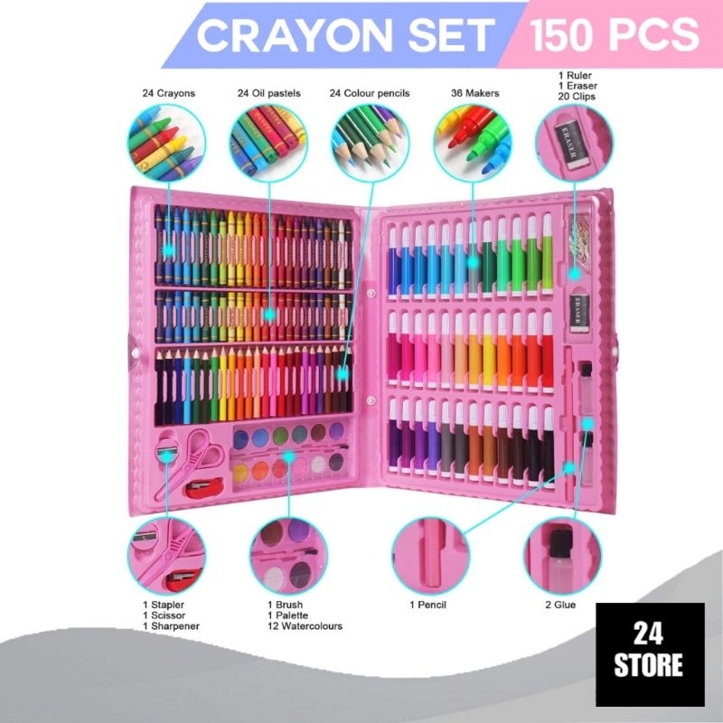 

Pensil Warna Crayon set isi 150 pcs Crayon Mewarnai (Alat Menggambar atau Mewarnai)