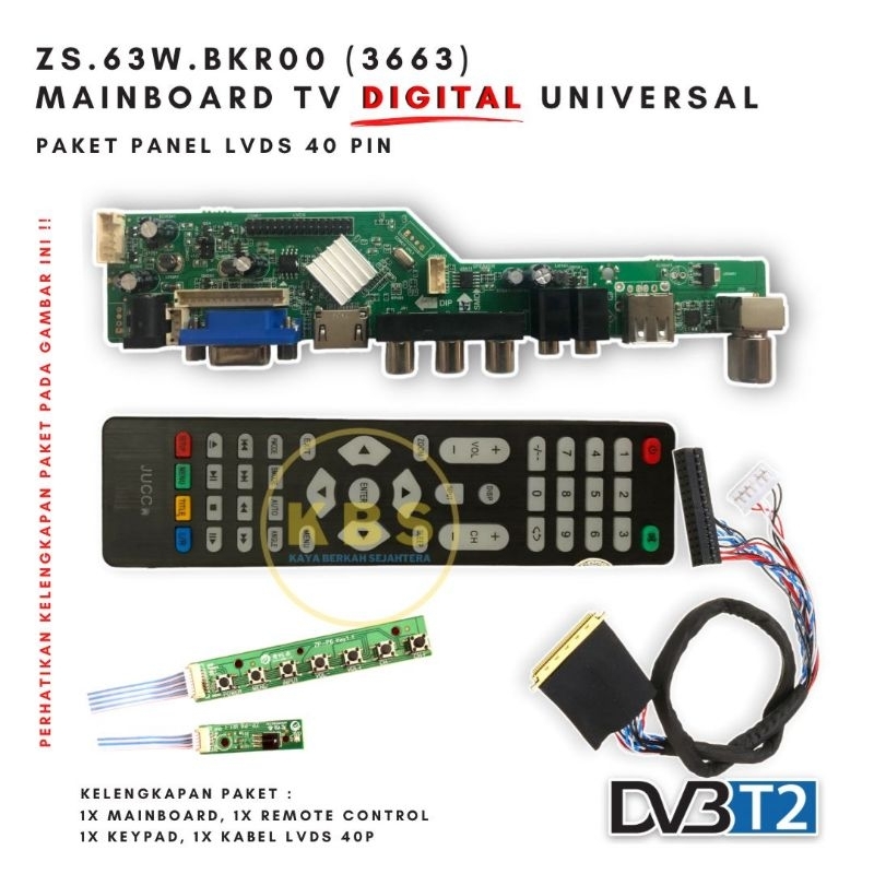 PAKET PANEL LED LVDS 40 Pin - MAINBOARD TV DIGITAL DTV DVB T2 ANALOG UNIVERSAL CONTROLLER BOARD LCD 
