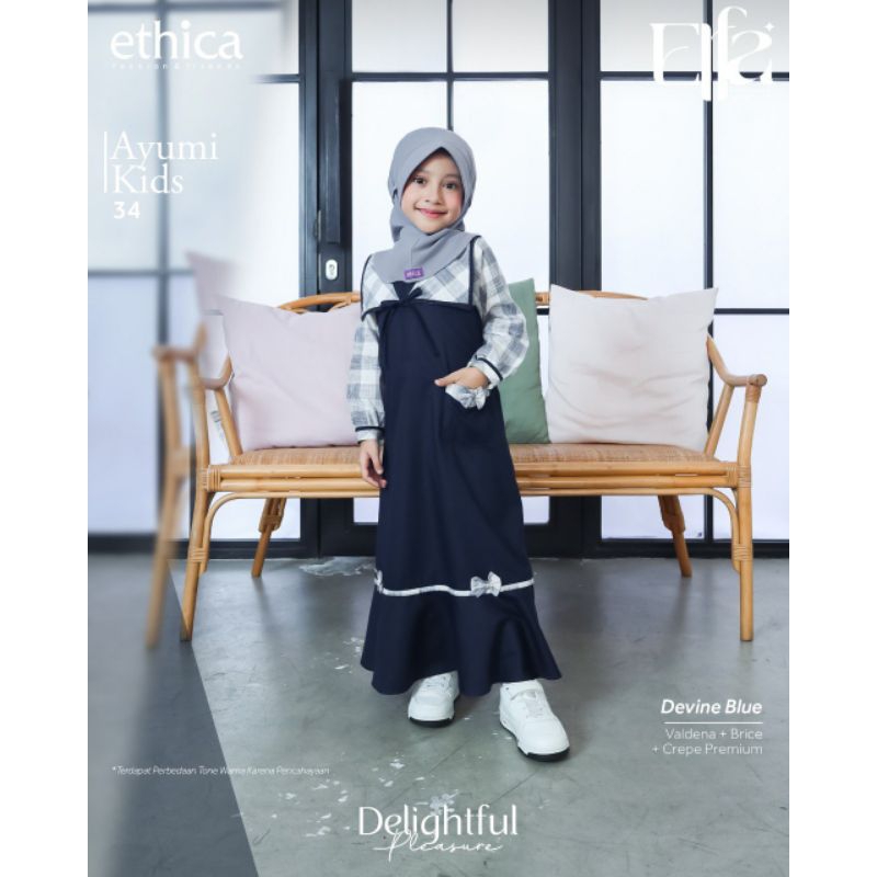 Gamis Anak ETHICA AYUMI KIDS 34 DEVINE BLUE | SARIMBIT KELUARGA ELFA 302 DEVINE BLUE