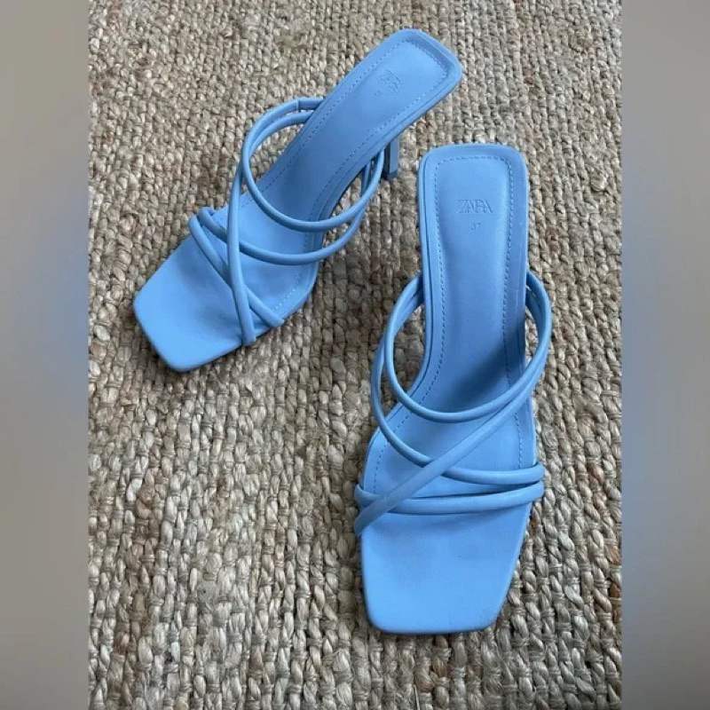 ZARA Strappy Light Blue Strappy Sandal Heels