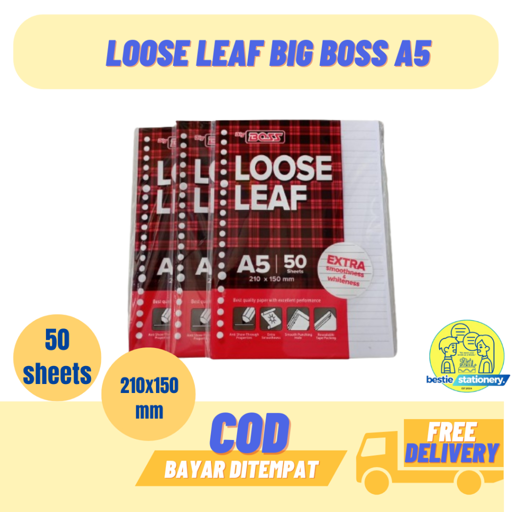 

LOOSE LEAF 50 100 LEMBAR / ISI BINDER / KERTAS BINDER BIG BOSS A5 B5 PUTIH MURAH