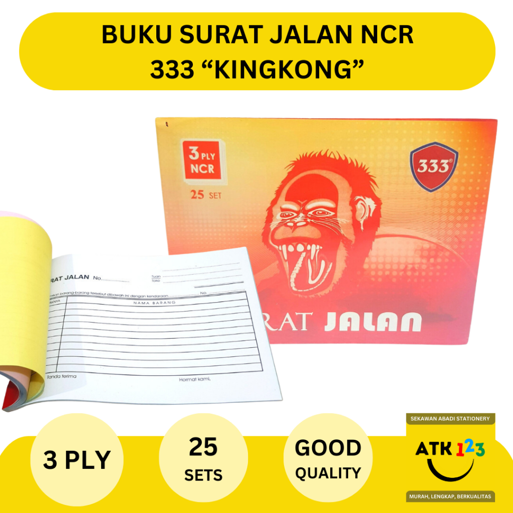 

Surat Jalan Besar NCR 3 Ply / Rangkap 3 / Merk Kingkong / Pth Mrh Kng