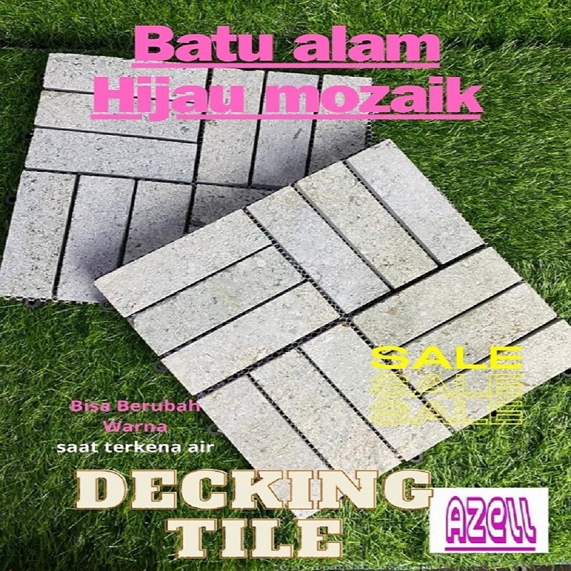 Decking Tile Batu Alam Mozaik Hijau