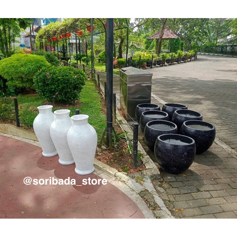 Pot Bunga Model Guci dan Melon | Pot Bunga Batu | Pot Bunga Premium | Pot Bunga Hias | Pot Batu