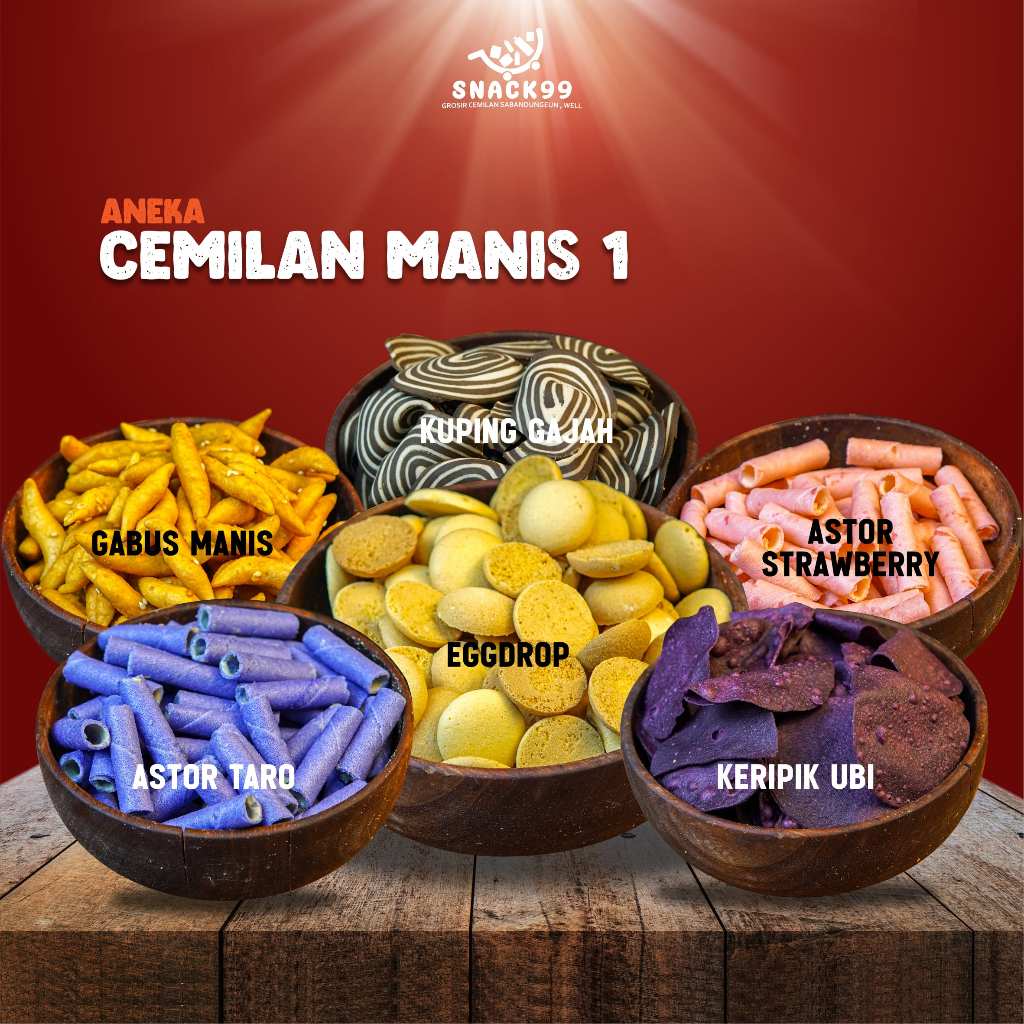 

[ Terlaris Snack 99 Pusat Jajanan Grosir ] Snack Manis Cemilan Gabus Manis Eggdrop Keripik Ubi Ungu Astor Mini Taro Astor Mini Strawberry Kuping Gajah