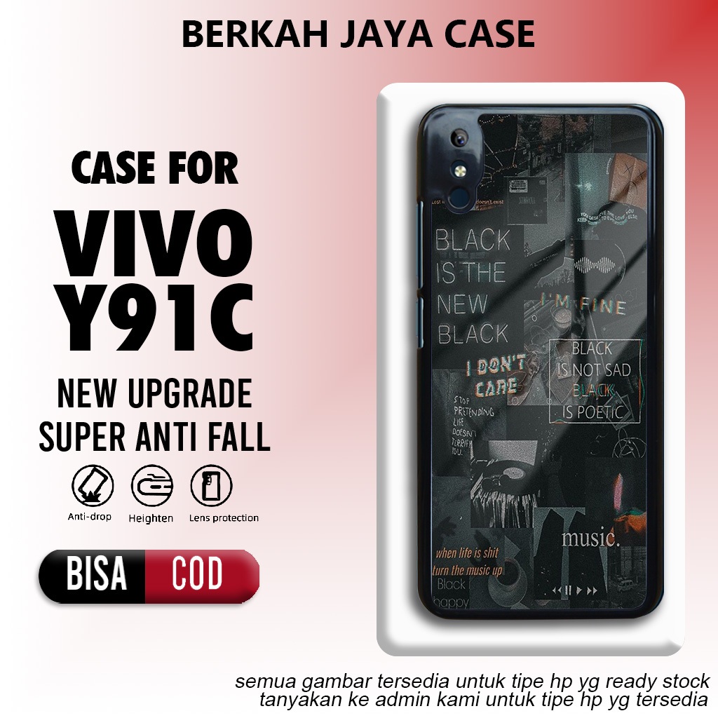 case vivo y91c casing vivo y91c kesing motif aest black cute case keren karakter bahan hardcase soft