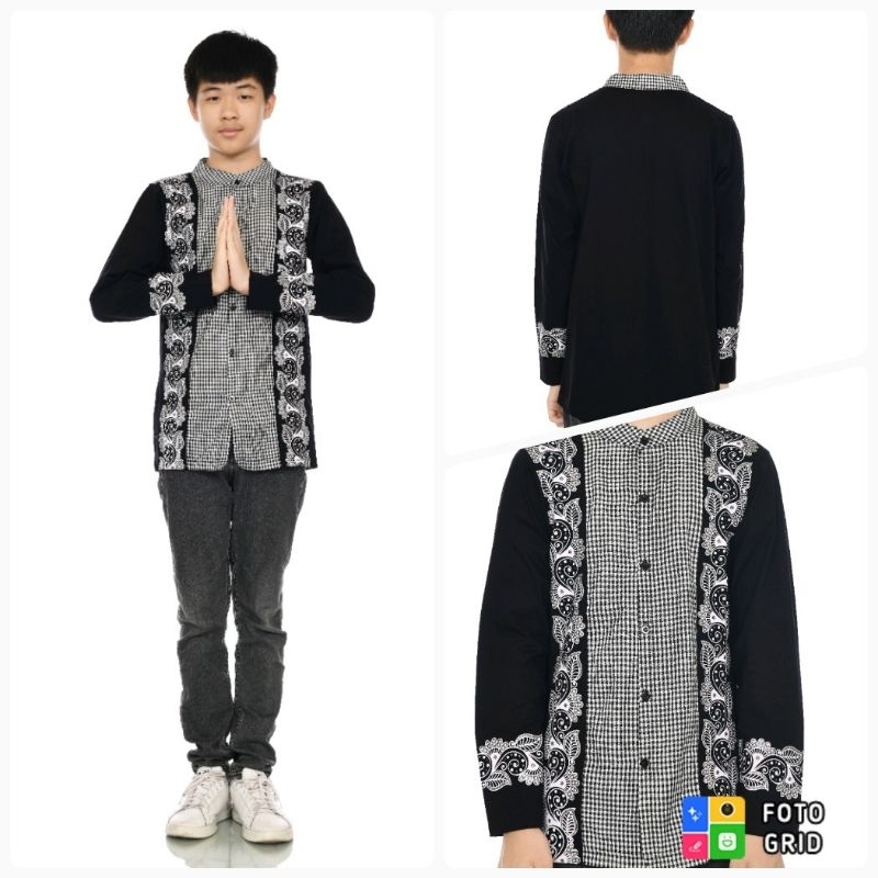 Baju Koko Remaja ABG Laki Laki Lengan Panjang Warna Hitam Putih Taqwa Ank Tanggung Muslim Bahan Kaos