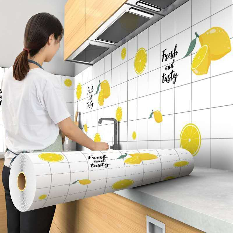 60CM*300CM Wallpaper Stiker Dinding 3D Walpaper Dapur Anti Minyak Dan Panas Kamar Mandi Anti Air Lem