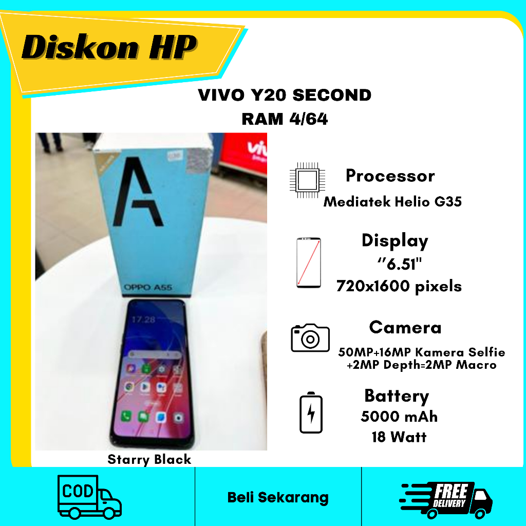 OPPO A55 RAM 4/64 ORIGINAL OPPO-STARRY BLACK