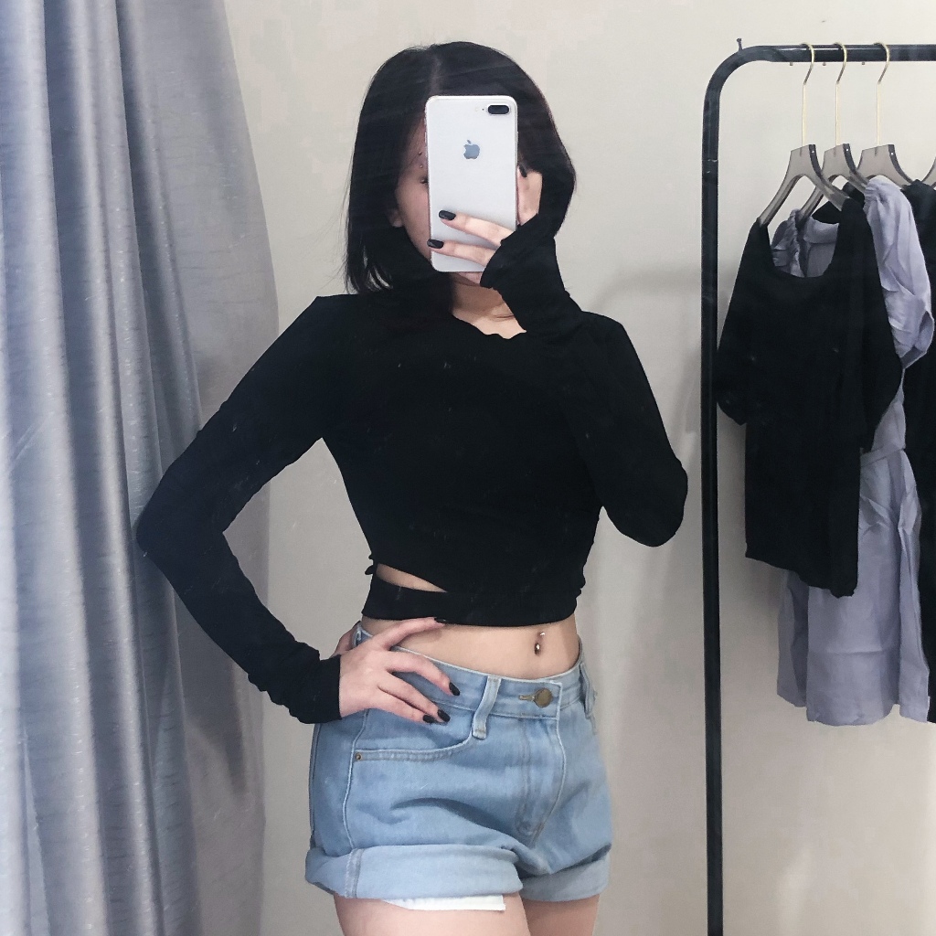 Kiana Top - Korean Crop Top Long Sleeve Sexy