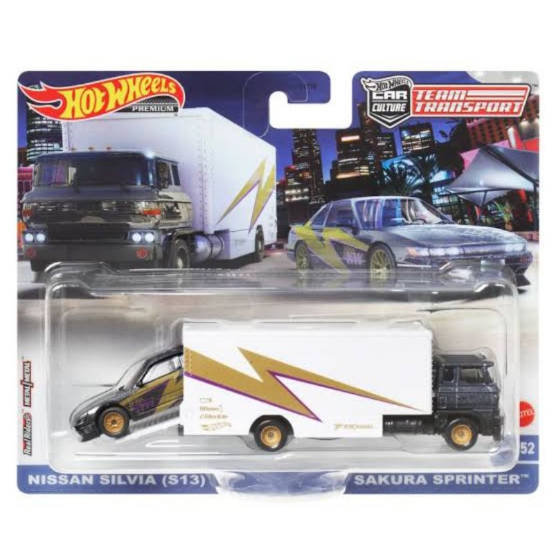 Hot Wheels Team Transport Nissan Silvia S13 Premium & Sakura Sprinter Towing Truck