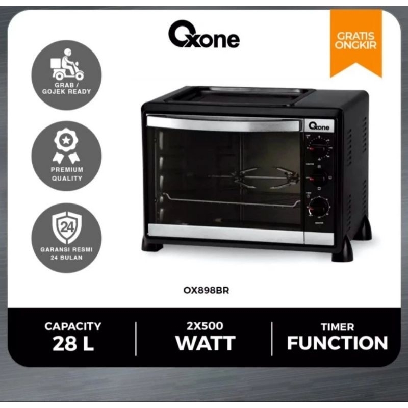 OXONE OX 898BR Oven Listrik Toaster 4in1 28 Liter 1000 Watt Stainless Steel OX898BR