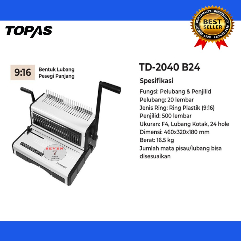 

mesin jilid kawat topas TD-2040 B24 pembolong kertas spiral kawat