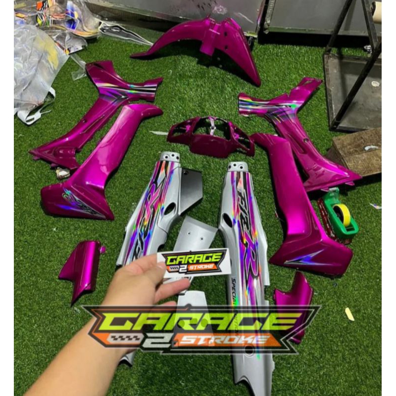 Cover Body Bodi Set Halus Yamaha Fizr Fiz R Ungu Silver Hologram