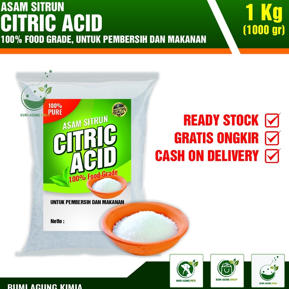 

Garansi Terbaik CITRIC MONOHYDRATE CITRUN SITRAT 1 KG FOOD GRADE 1KG PREMIUM