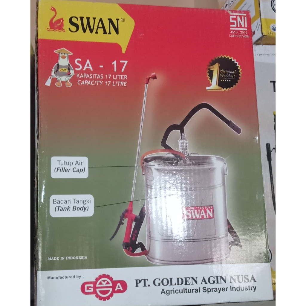 SEMPROTAN SPRAYER STEINLESTEEL TANGKI GENDONG POMPA "SWAN" 17 LITER