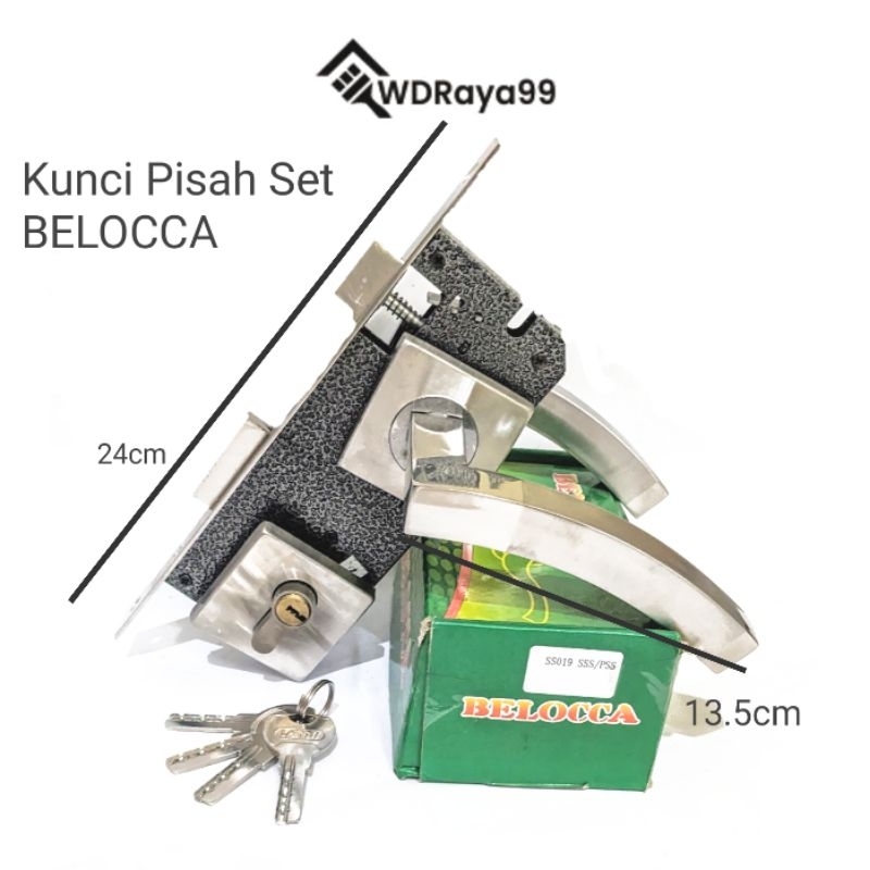 Gagang Pintu Pisah Kunci Pintu Kamar Gaya Rosette / Kunci Pintu Belocca Stainless Set Lengkap