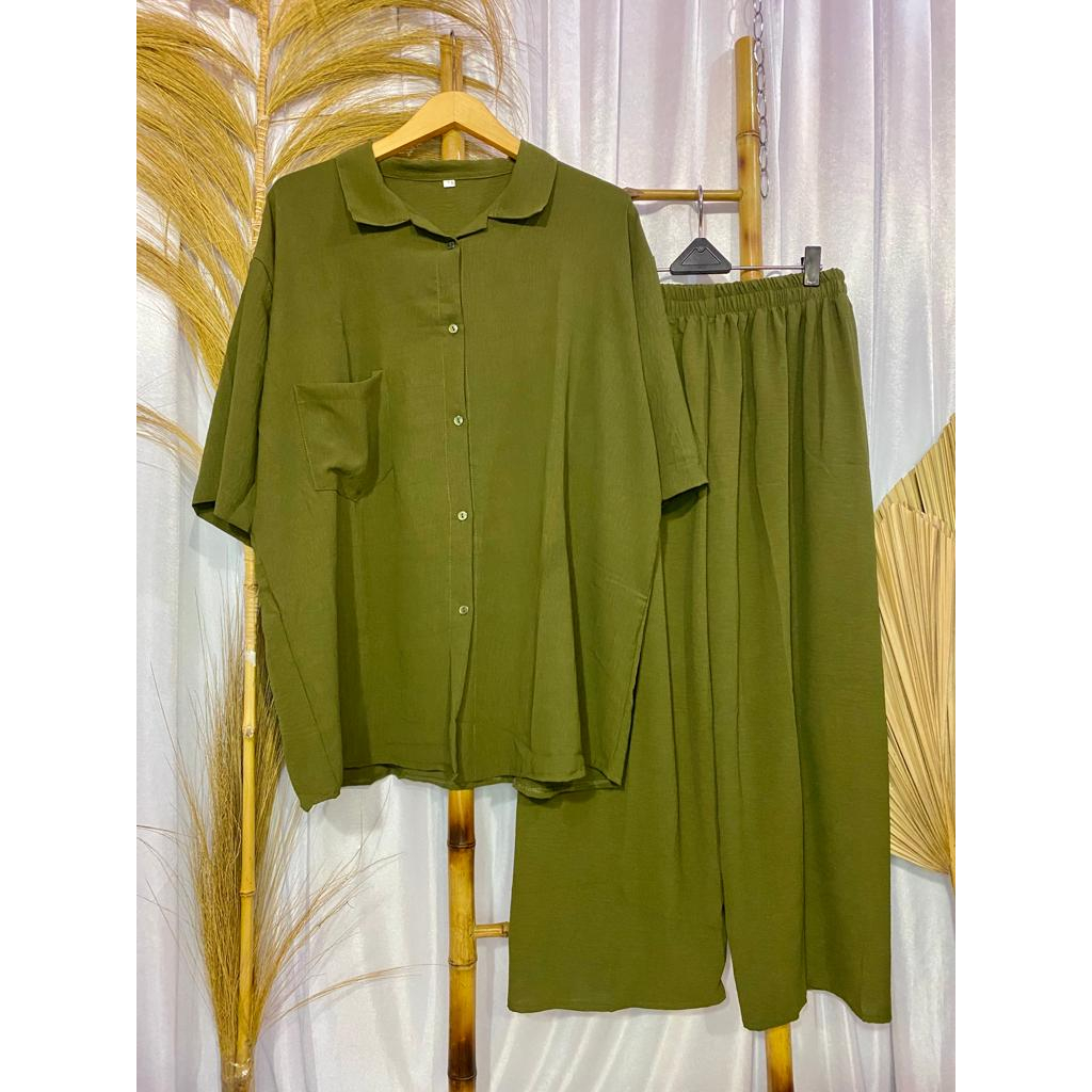 Delia Setcel Crinkle Jumbo Ld 140 Lengan Pendek Setelan Crinkle Super Jumbo Ld 140 One Set 70-120kg